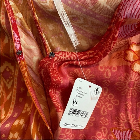 New with tags, FREE PEOPLE Tied To You Printed Tank Top XS Lemonade Combo - Picture 11 of 15